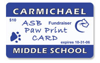 Carmichael Middle School Fundraising Card